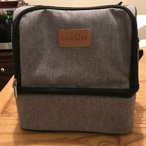 Grey Insulated Lunchbox W/Shoulder Strap-Brand New